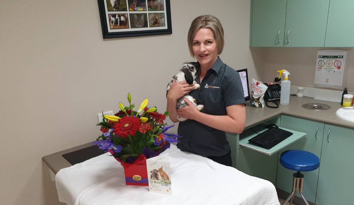 WELCOME APPRECIATON: Nadine Miller says that being a vet is a stressful job, but acts of kindness make a difference. "We're lucky in this profession that even the toughest days aren't that bad because you get to work with animals and get to work with people who love their pets."