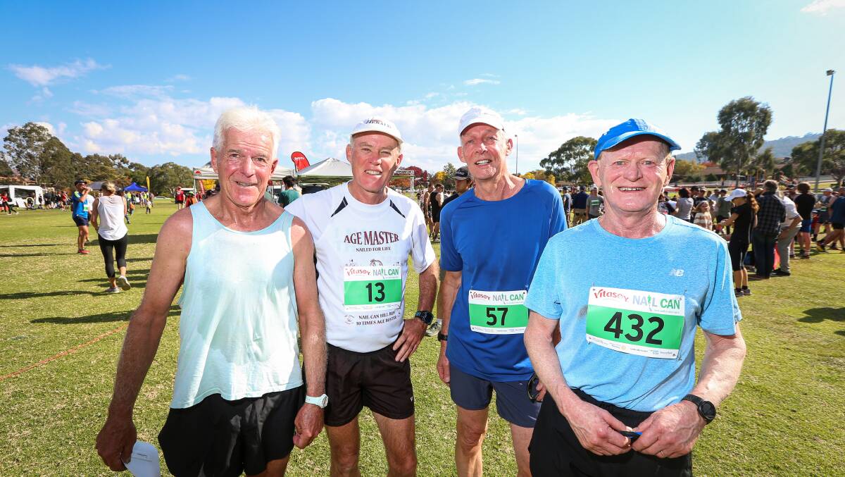BEATING THE CLOCK: Age busters Col Peters 72, Dave Cromarty 69, Phil Steele 66 and Paul Gibney 62. Picture: JAMES WILTSHIRE