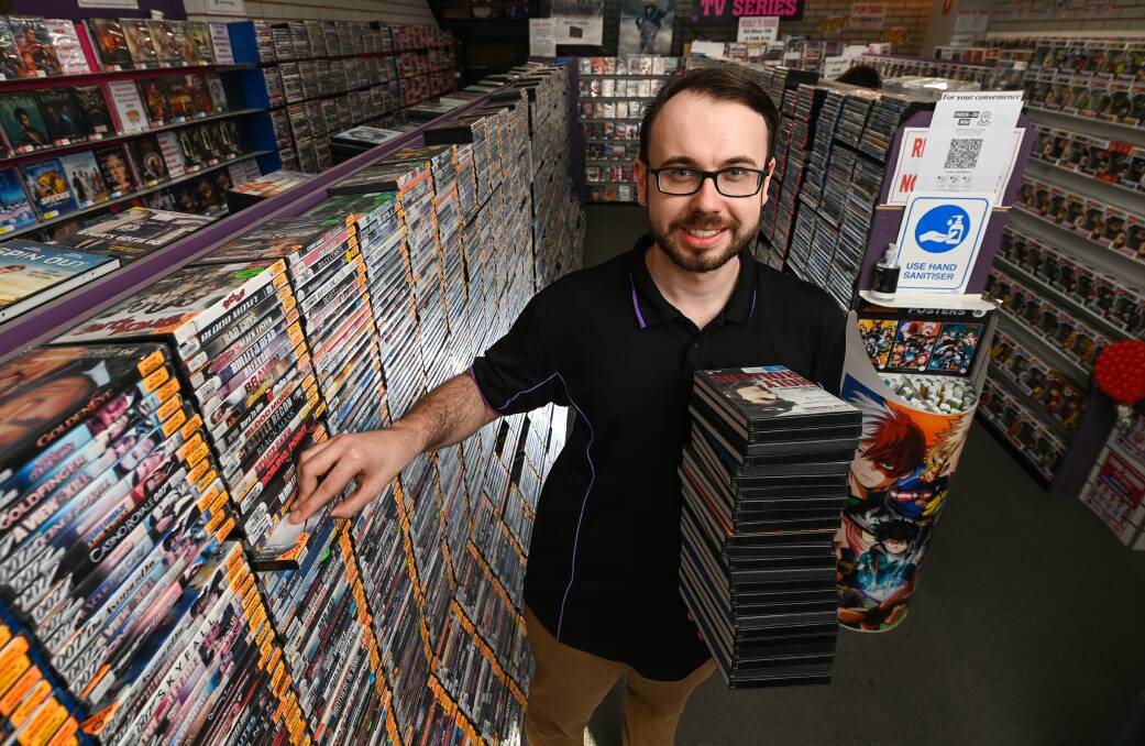 LAST MAN STANDING: Sam Allen owns the sole video store remaining on the Border, Leading Pop Culture and Video. Picture: MARK JESSER