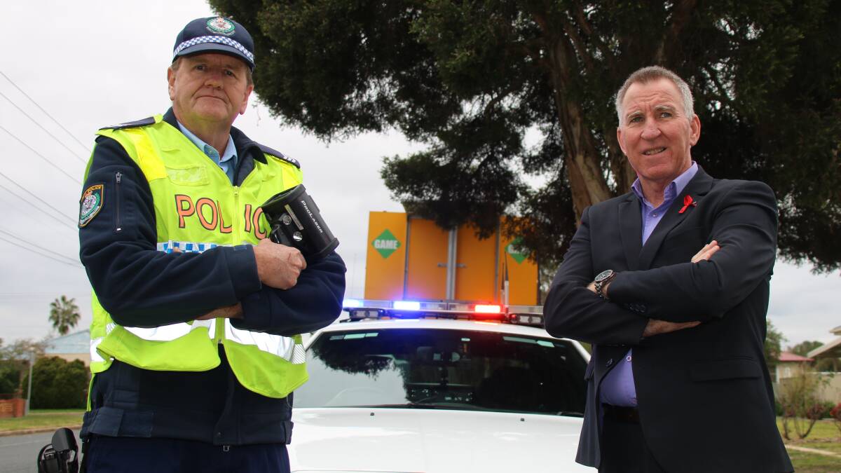 STOP IT OR COP IT: Sergeant Steve Schausinger of Albury highway patrol and Albury mayor Kevin Mack are cracking on irresponsible drivers.