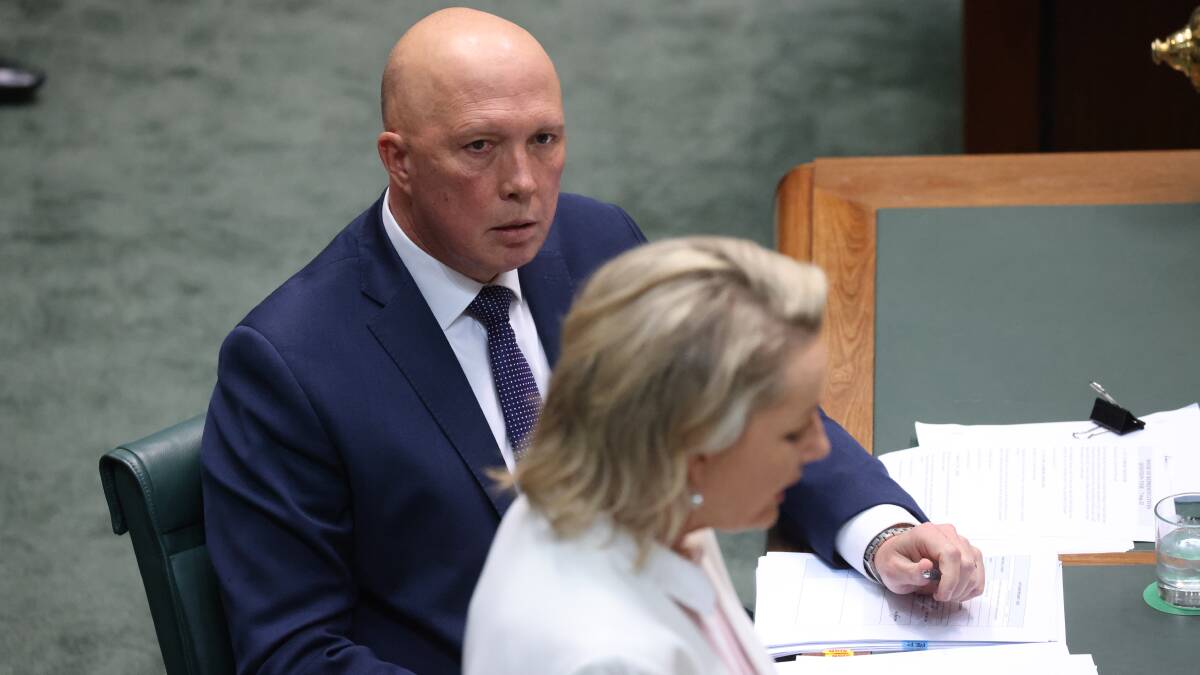 Leader of the Opposition Peter Dutton and Deputy Leader of the Opposition Sussan Ley in Question Time. Picture by James Croucher