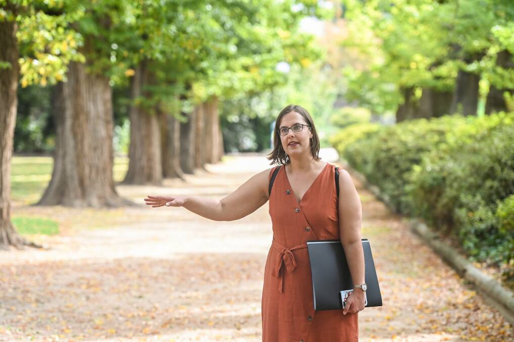 PLANNER: Albury Botanic Gardens landscape artist Andrea Proctor says nothing can be done to save the avenue of elm trees, which have reached their life expectancy. Picture: MARK JESSER
