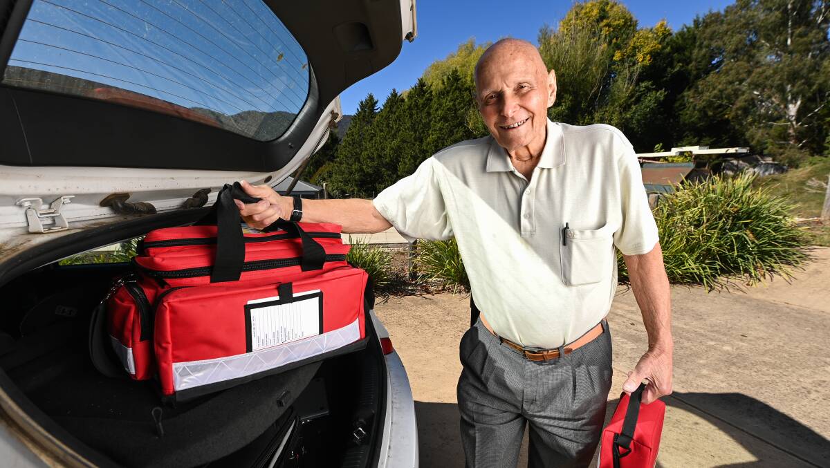 ALWAYS PREPARED: Bright man Rod Incoll has retired from working, but now he volunteers his CPR skills to save lives as a GoodSam responder for Ambulance Victoria. The 81 year old says there is no greater community service than saving someone's life. Picture: MARK JESSER.