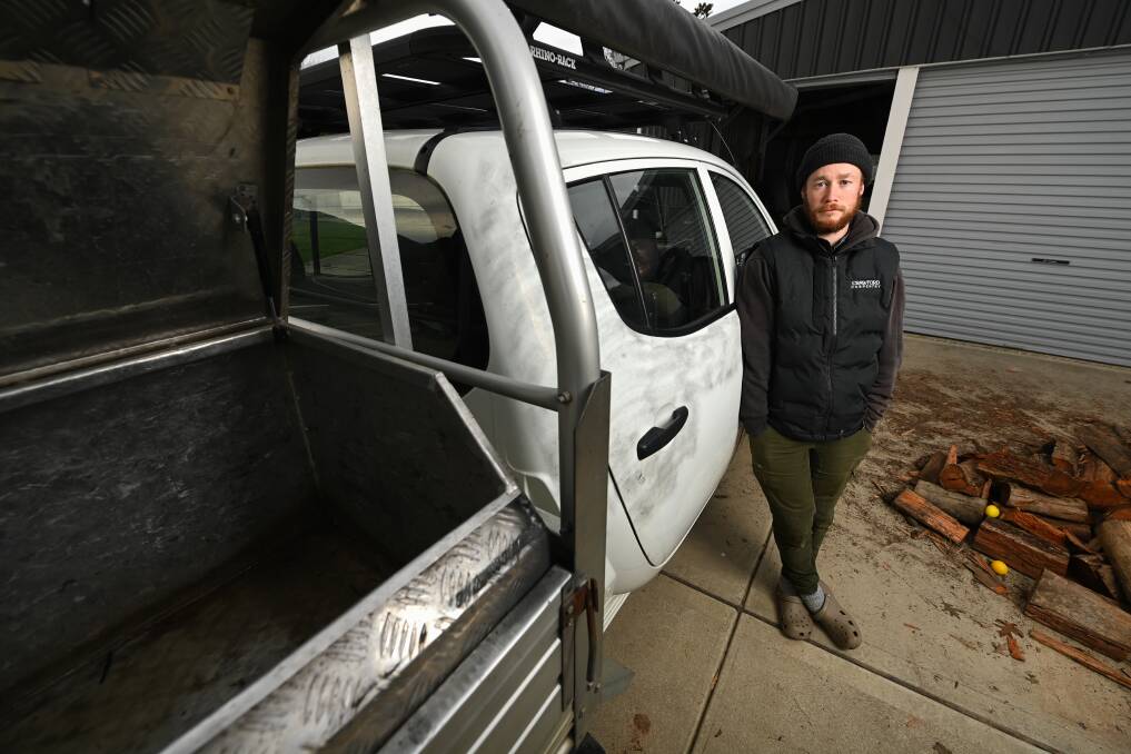 NOT HAPPY: Mount Beauty resident Harry Elliott had his van (Silver VW Transporter), all of his tools, four mountain bikes, a chainsaw and more stolen over night. Picture: MARK JESSER