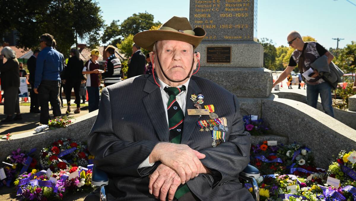 REMEMBER: Hautrie 'Harry' Crick, a 102 year old WWII veteran on ANZAC day. Picture: MARK JESSER.