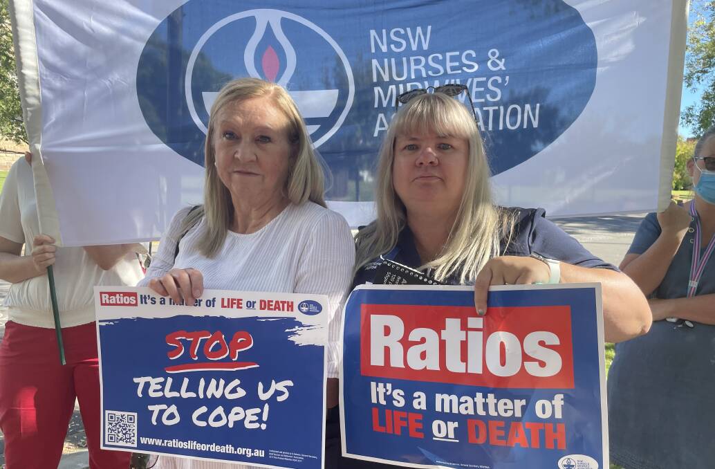CALL TO ACTION: Albury nurse Denise Fisher and NSW Nurses and Midwives Association Albury Branch vice president Liz Clarke spoke at the strike.