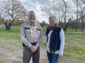 REGENERATIVE PRACTICES: Land to Market Australia's Tony Hill and Bibbaringa farm owner Gillian Sanbrook at a field day at the Wymah property this week. Picture: VICTORIA ELLIS
