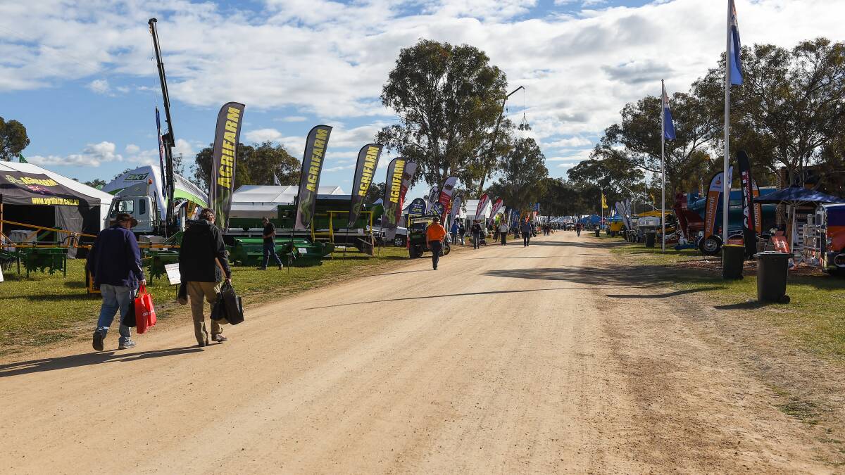 SPACIOUS VENUE: A shot of a road at the Henty Machinery Field Days in 2019. Picture: MARK JESSER