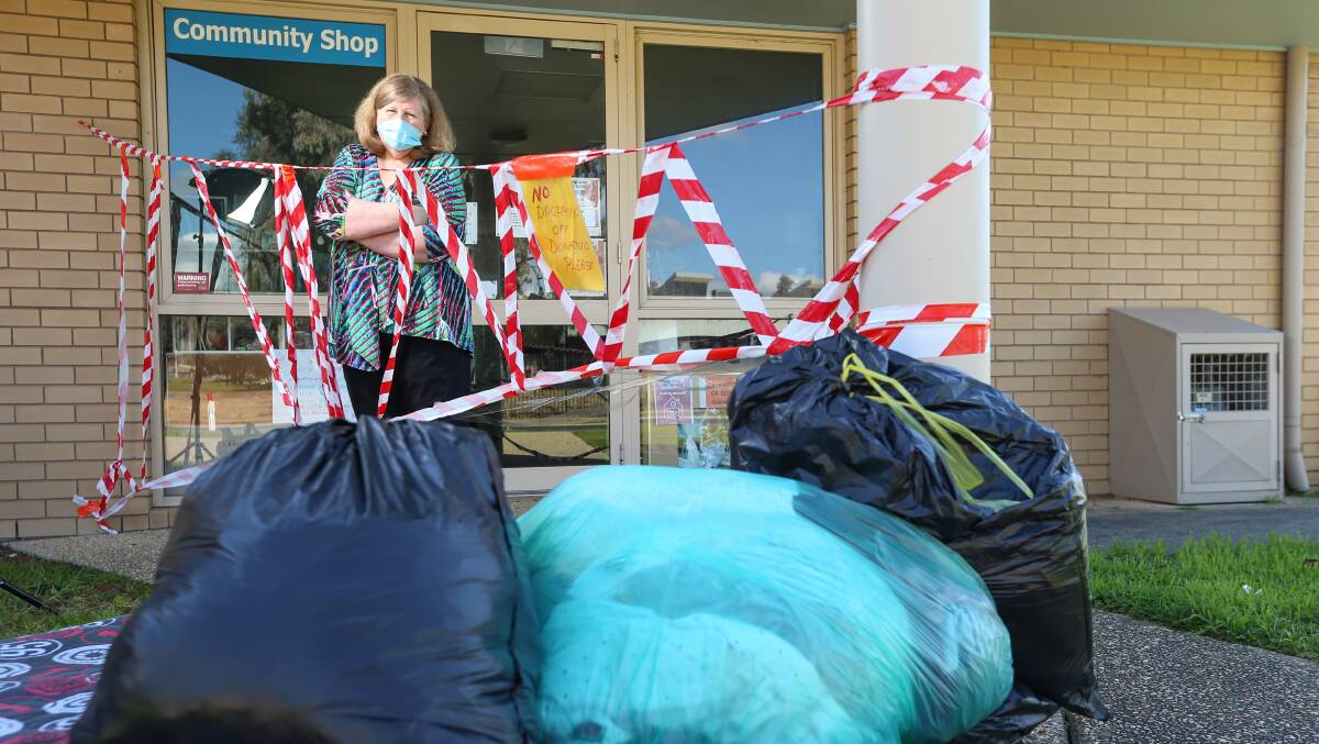 Emmanuel church community shop chairwoman Karen Robinson says people have been dumping their rubbish at the shop's entrance during lockdowns this year. Picture: JAMES WILTSHIRE