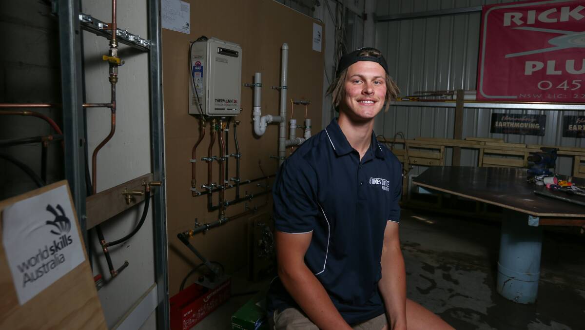 PLUMBER: Lachlan Kinter has won National gold in the World Skills Championships for plumbing. Picture: TARA TREWHELLA