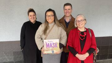 FUNDED: Playwright Michelle Fracaro, author Aimee Chan, Member for Albury Justin Clancy and the Murray Concert Choir's Michele Roberts. Picture: VICTORIA ELLIS