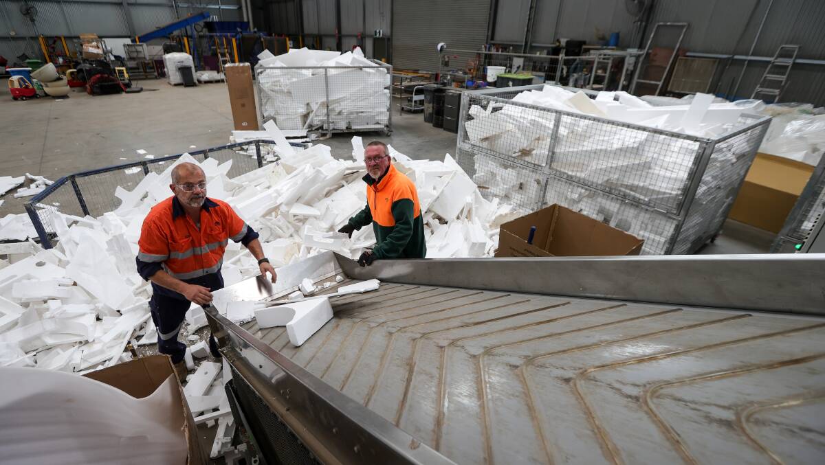 Up to 50 different materials can be recycled at the Albury Waste Management Centre, including polystyrene. Picture by James Wiltshire