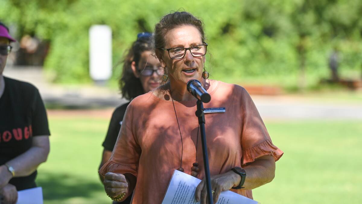 STRONG VOICE: Victorian MP Tania Maxwell revealed her own experiences of sexual assault at Albury's March 4 Justice gathering on Sunday. Picture: MARK JESSER