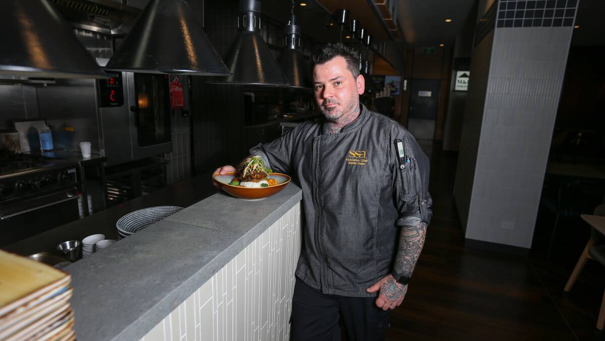 PLATED UP: SS&A Club executive chef Justin Hope with the award winning Bass Strait Massaman Beef Cheeks. Picture: TARA TREWHELLA
