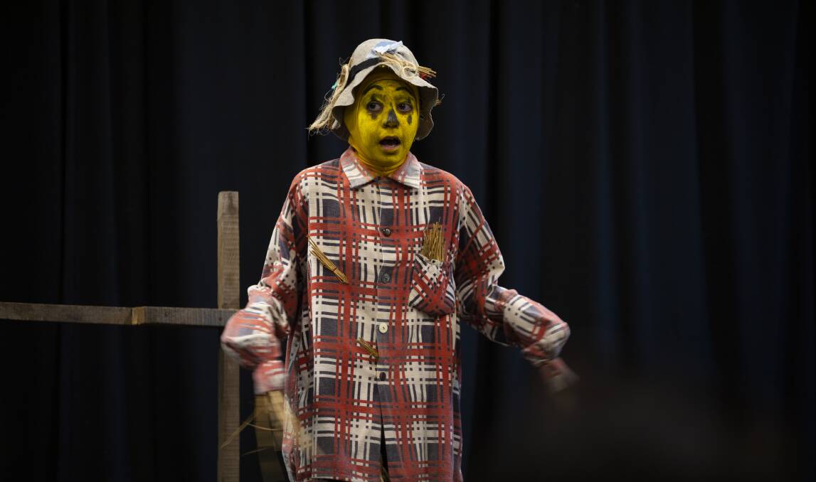 IN CHARACTER AT LAST: Shanaaya Chowdhry, 12, as The Scarecrow from The Wizard of Oz at the Albury Wodonga Eisteddfod on Thursday. Picture: ASH SMITH
