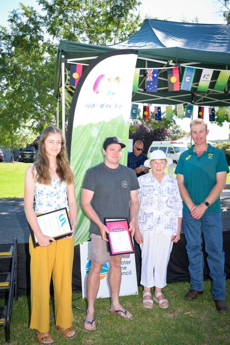 YOUNG LEADERS: Young Citizen of the Year winners Jessica Toogood and Jole Hoffman (left) receive their awards. Pictures: LEANNE BICKLEY