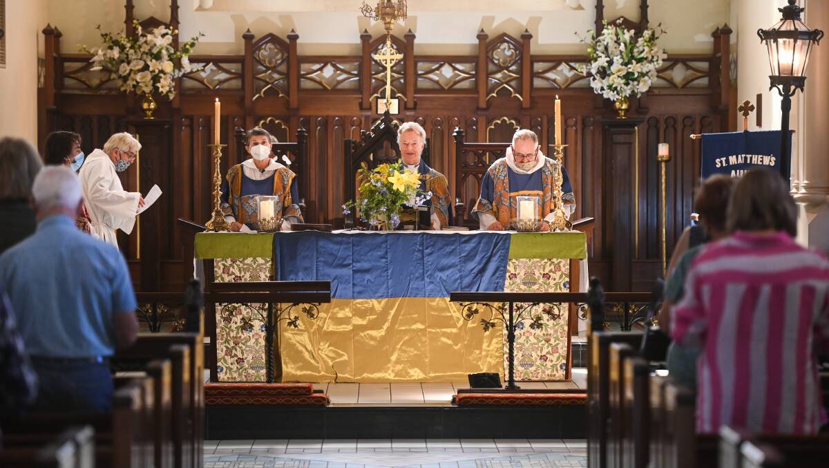 REFLECTING: St Matthews Church Albury prayed for peace and support for the Ukrainian people in the face of aggression.