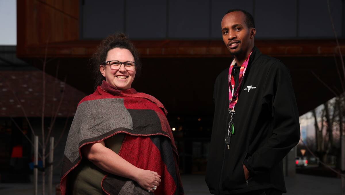 BEHIND THE SCENES: Volunteer Resource Bureau refugee caseworker Edwina Bugge and Border Congolese community member Patrick Ntigonza are part of the event planning team. Picture: JAMES WILTSHIRE