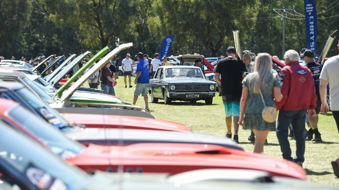 CHRYSLER CANCELLED: Car enthusiasts check out the entries at Gateway Lakes in 2019. Picture: MARK JESSER