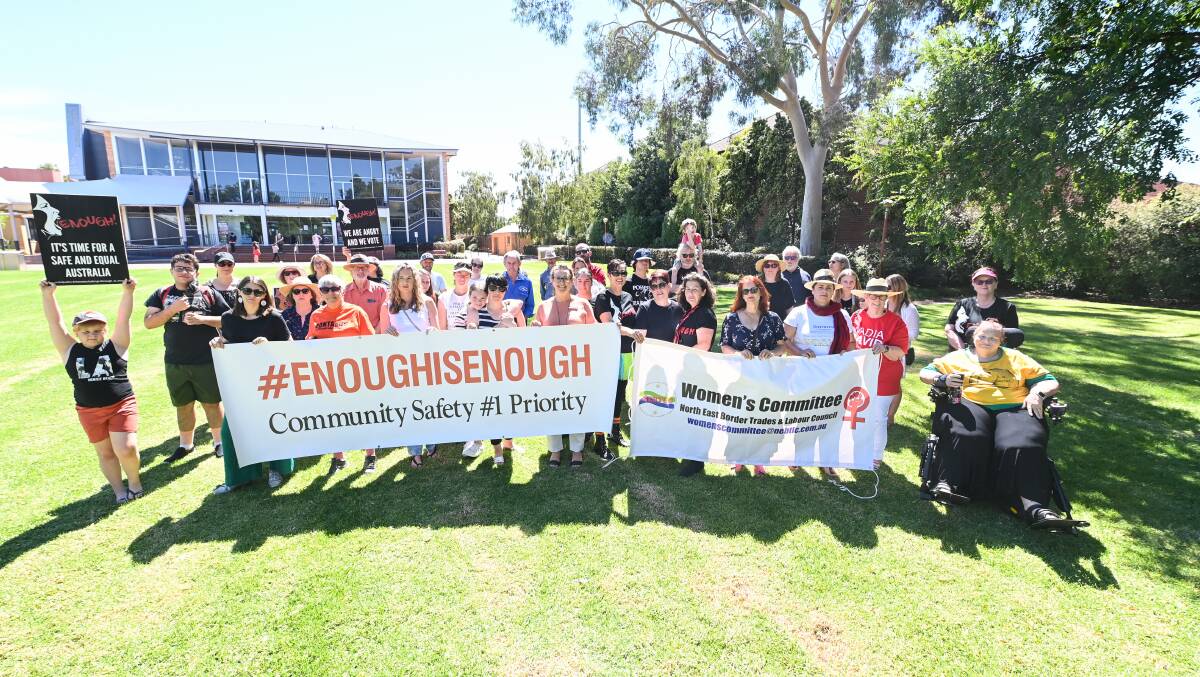 STANDING STRONG: The crowd at Albury's March 4 Justice event. Picture: MARK JESSER