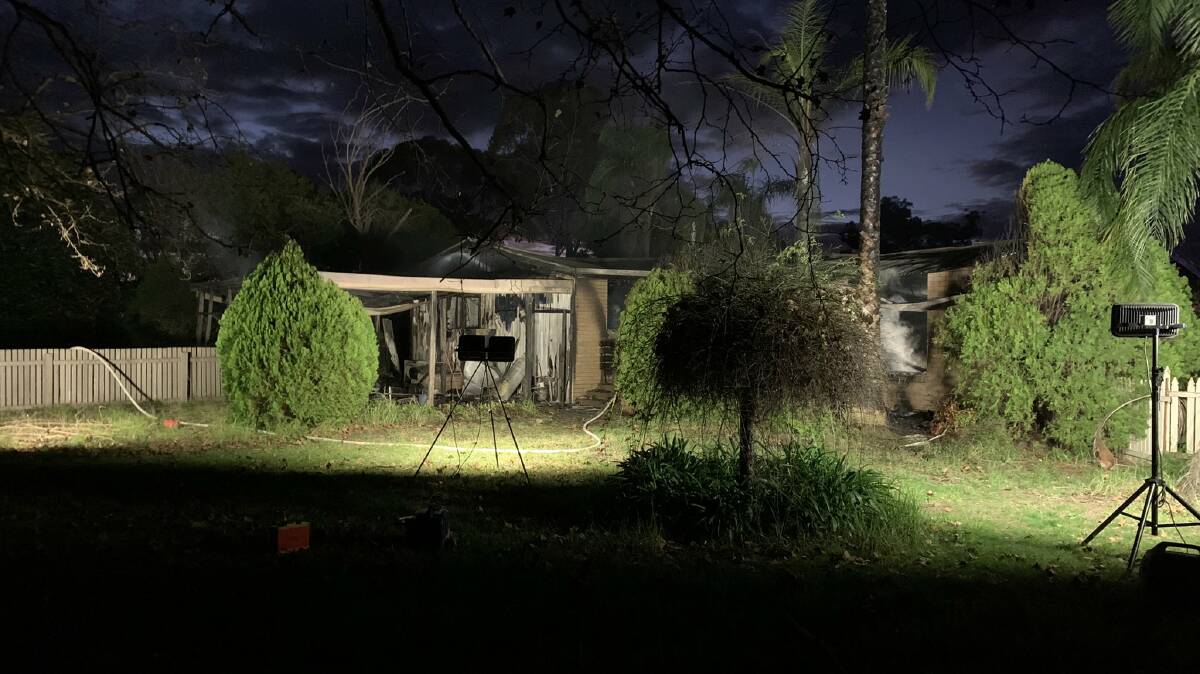 DESTROYED: The remnants of the house on Cadell Street, Corowa, which burned down last night. Picture: FIRE AND RESCUE NSW