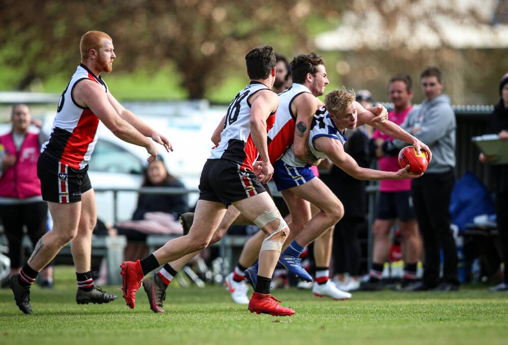 Lachie McMillan in action for Yackandandah against Wodonga Saints. Picture by James Wiltshire