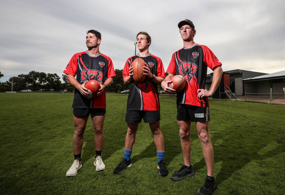 ON BOARD: Charlie Hamilton, Tyson Logie and Riley Stone have signed with Howlong for the 2022 Hume league season. Picture: JAMES WILTSHIRE