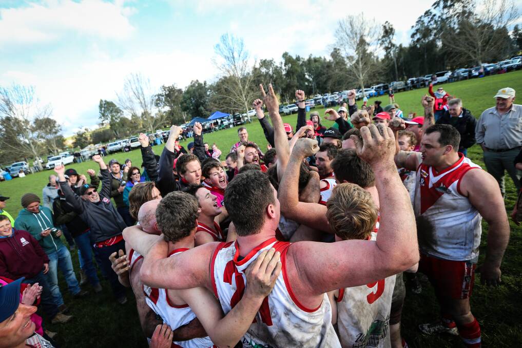 Federal's players celebrate with their supporters. Picture by James Wiltshire