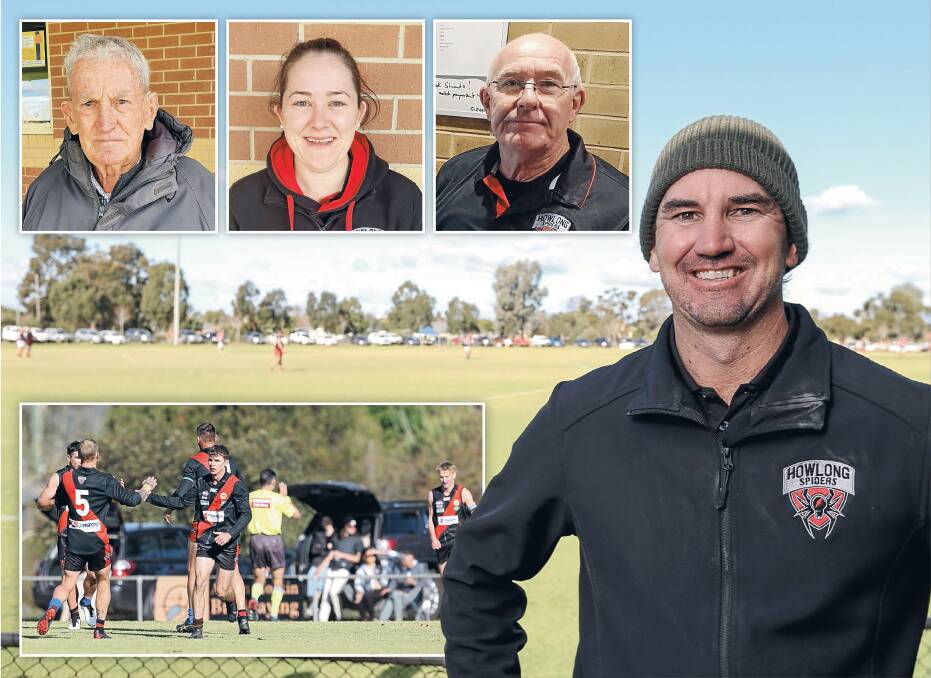HOW GOOD: Club president Jason Kohn, main picture, is leading Howlong into a new era with supporters and volunteers all pulling in the same direction. Above left: Don Flegg, Sarah Shelley and Bruce Shelley. Picture: TARA TREWHELLA