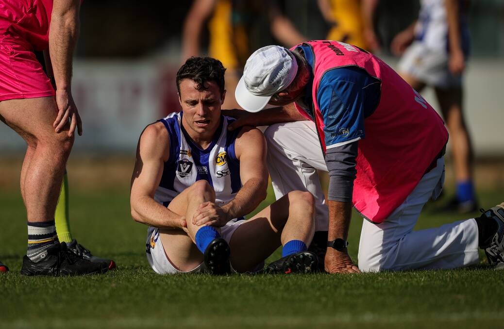 Bill Hansen damaged his anterior cruciate ligament in the Roos' loss to Wangaratta Rovers. Picture: JAMES WILTSHIRE