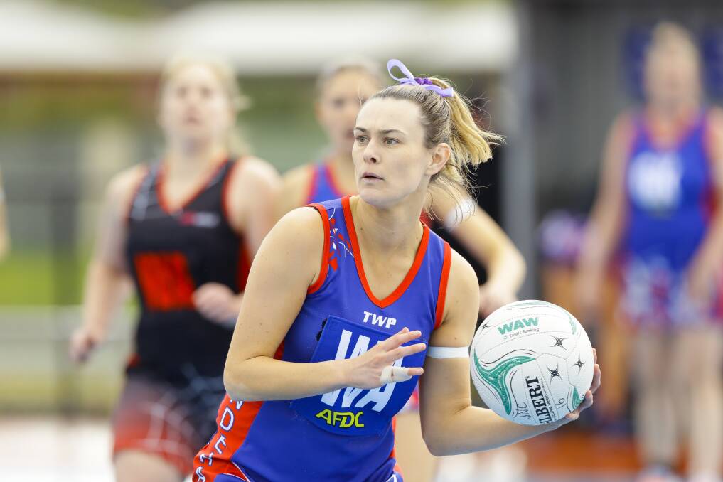 Tegan Vogel on the ball for Jindera against Howlong. Picture: ASH SMITH
