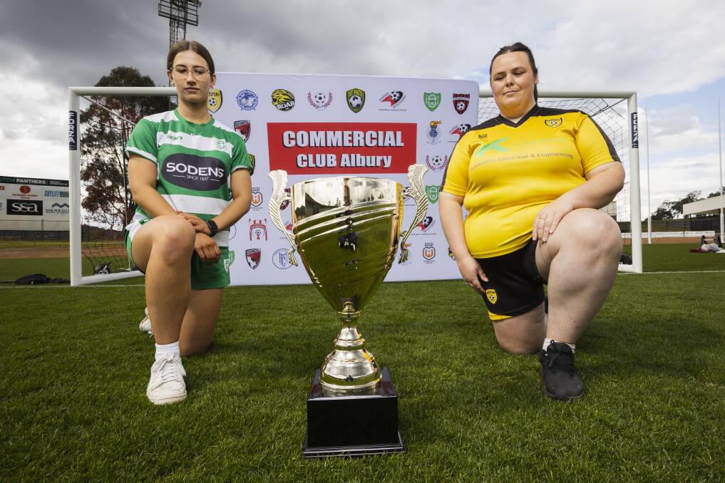Albury Hotspurs captain Jess Briggs (right) would love to get her hands on the trophy come Saturday evening. Spurs take on Albury United in a 4pm kick-off. Picture by Ash Smith