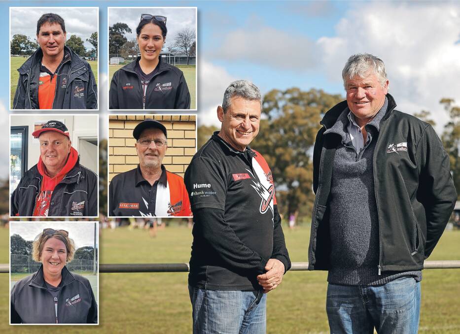 TEAM EFFORT: Taki Griparis and John Heagney have stepped up as co-presidents of Brock-Burrum this year, with Steve Koschitzke, Rachel Koschitzke, Lyle Burns, Noel Livermore and Fiona Schulz all doing their bit. Picture: JAMES WILTSHIRE