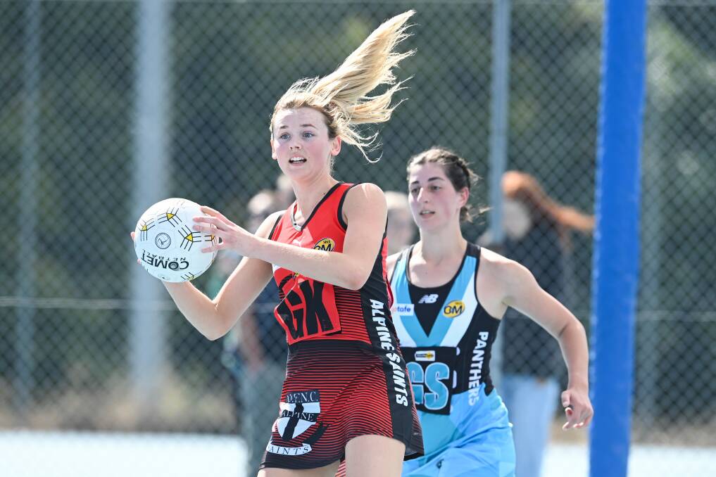 Sophie Hanrahan prepares to launch an attack for Myrtleford. Picture by Mark Jesser