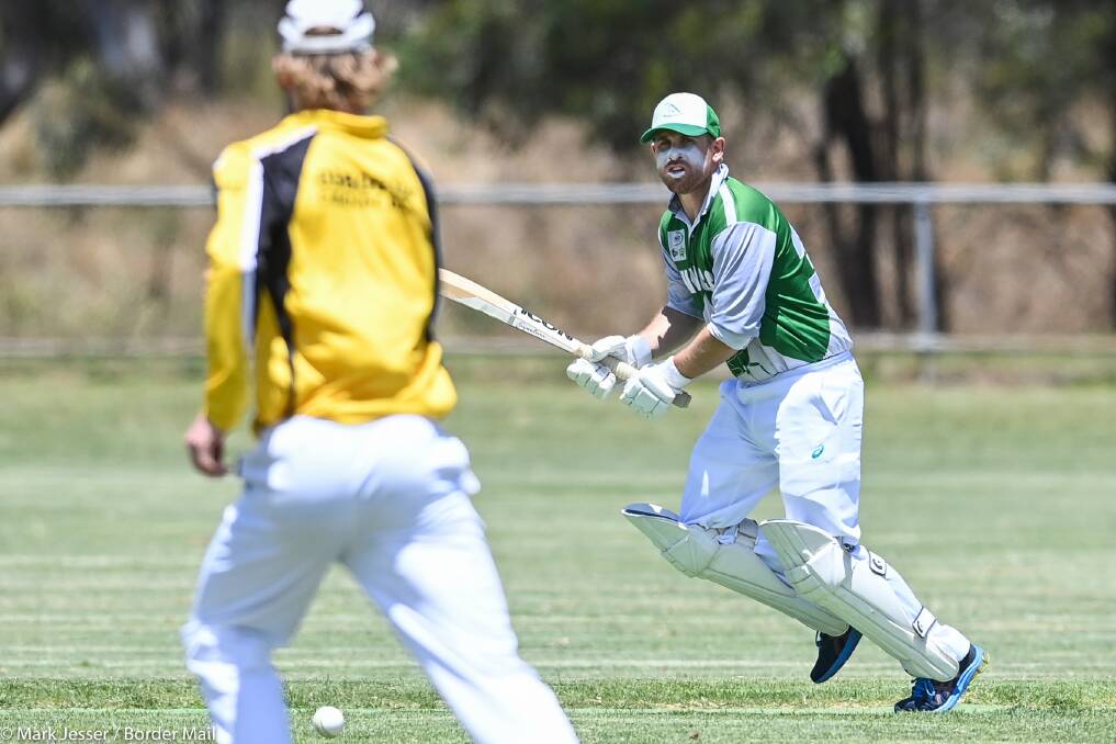 Jarryd Weeding at the crease for Walla against Osborne. Picture: MARK JESSER