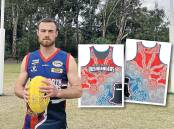 PROUD: Mutthi Mutthi man Brent Ryan, one of several Aboriginal players at Beechworth this season across football and netball, pictured with the singlets the Bushrangers will wear on June 25 for their inaugural Indigenous round.