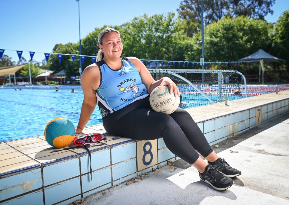 A WOMAN FOR ALL SEASONS: Angel Durdin-Paul has swapped her Holbrook netball dress for the Sharks water polo uniform and the 17-year-old goalkeeper is continuing her fine sporting year. Picture: MARK JESSER