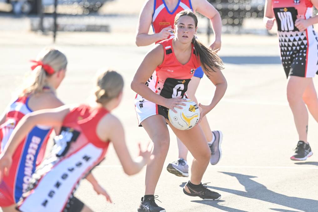 Maddie McFarlane in action for the Saints' A-grade. Picture: MARK JESSER