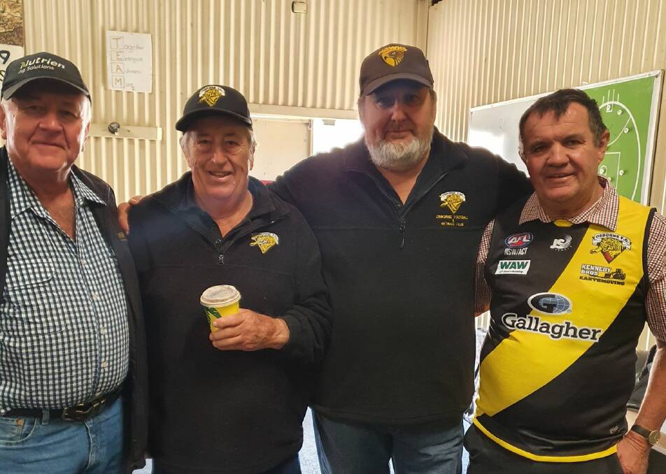 TIGER ROYALTY: Club legends Stuart Sly, Bob Jacobsen, David Schneider and Peter McDonnell in the rooms.