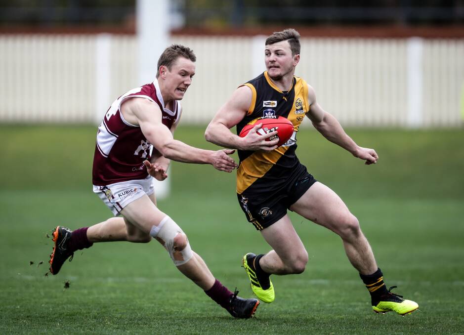 Joel Heiner (left) has played with Wodonga in the Ovens and Murray since 2015.
