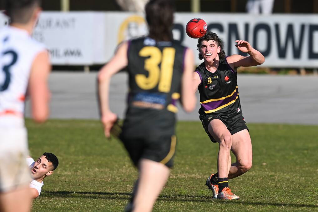 Brayden George injured his knee playing for the Murray Bushrangers against Sandringham Dragons at Williamstown on Saturday. Picture by Mark Jesser.