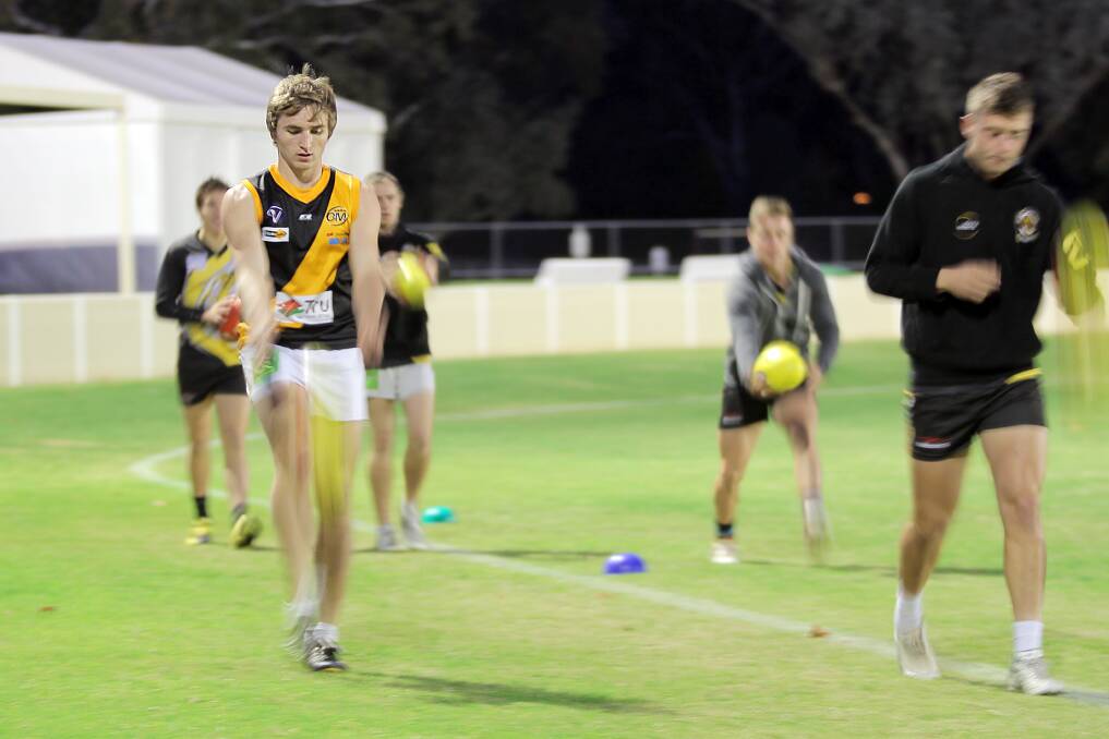 James McQuillan training with the Albury Tigers in 2013.