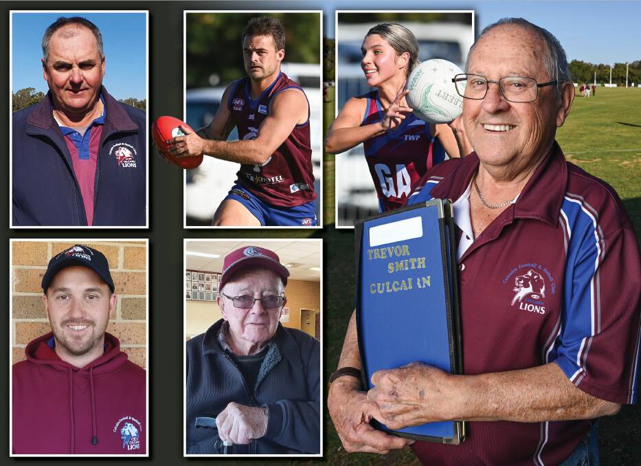NOW AND DEN: Andrew Godde (top left) has been succeeded by Jesse Kent (bottom left) as president of Culcairn, where 96-year-old Ray Schultz (bottom centre) has been involved since World War II. Trevor 'Chief' Smith (right) has served the club as secretary for almost 50 years. Pictures: MARK JESSER