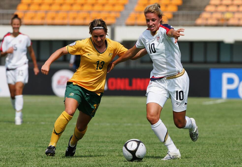 MEMORIES: Amy Chapman in action for the Matildas against the mighty United States.