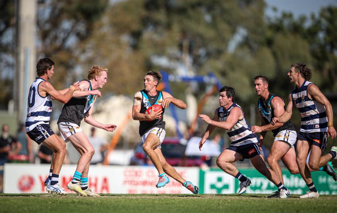 Nico Sedgwick in action for Lavington against Yarrawonga. Picture: JAMES WILTSHIRE