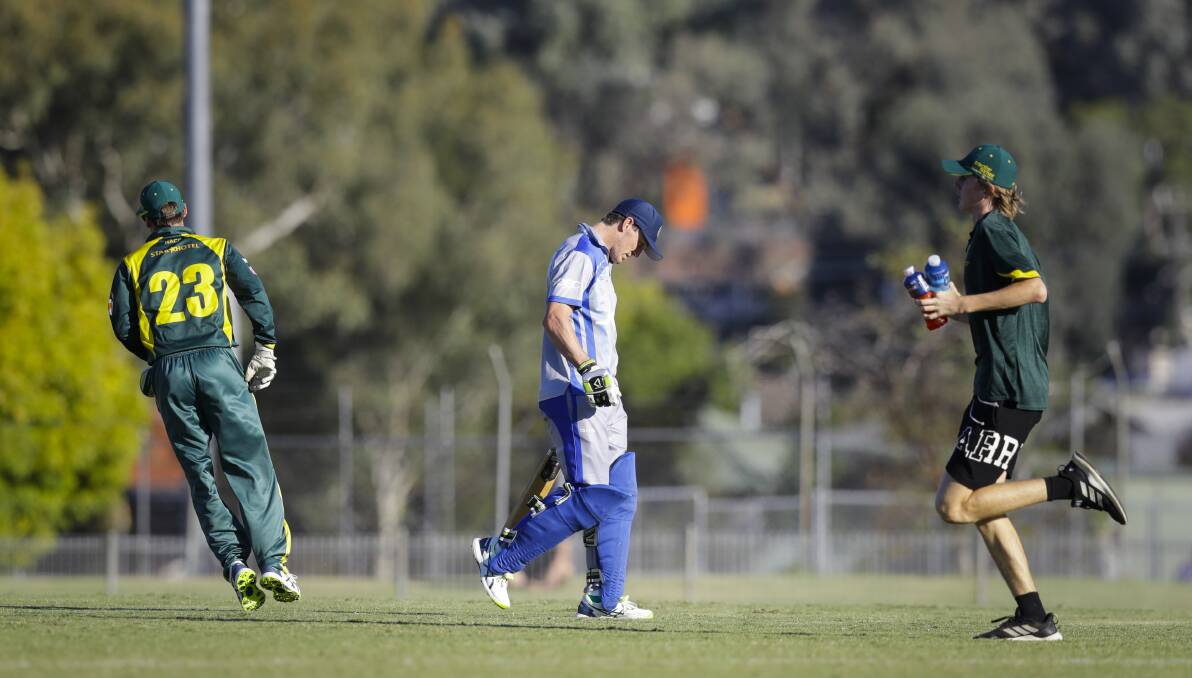 Dejection for Albury's Kade Brown as his innings comes to an end. Picture: ASH SMITH