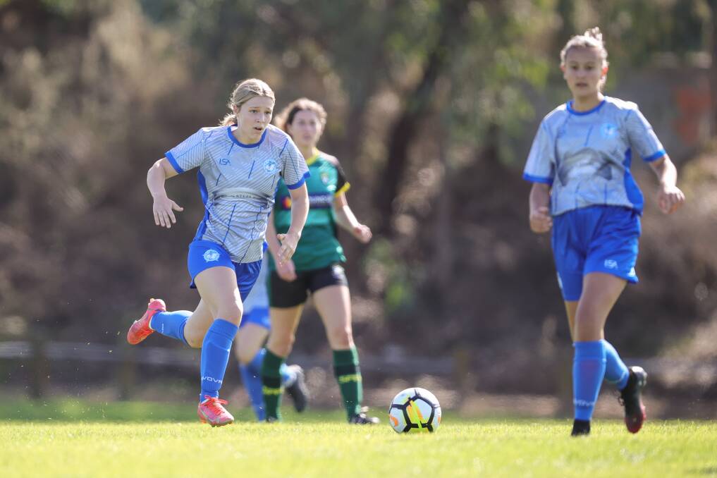 Summer Caponecchia has scored 23 league goals for Myrtleford in the senior women's competition this season. Picture: JAMES WILTSHIRE