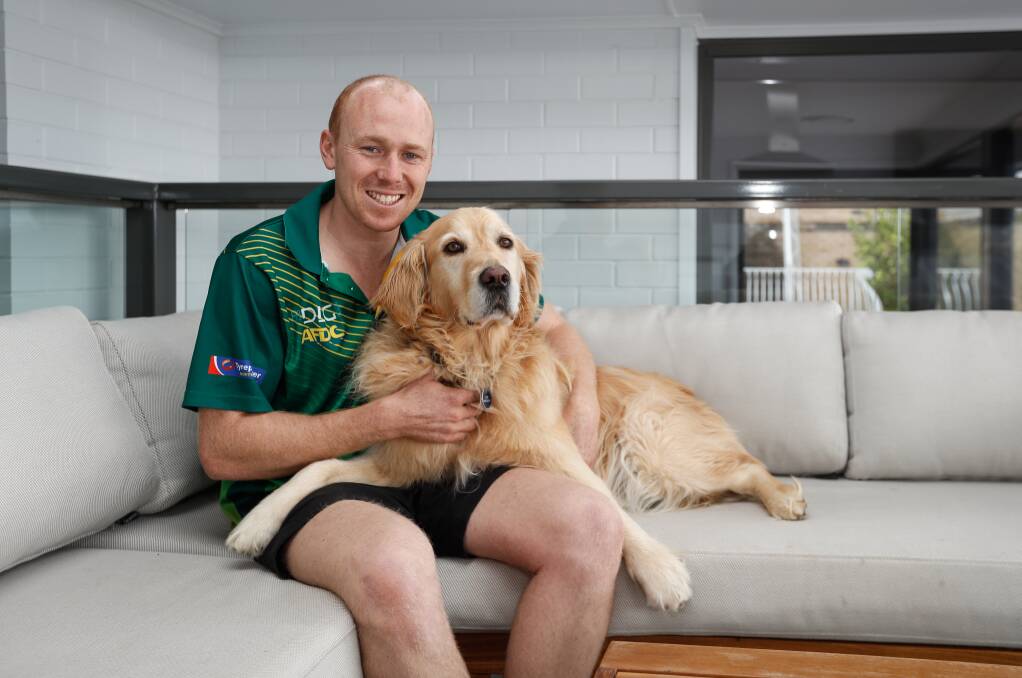 George Godde and Chip take a moment to relax but the hard work will soon start again as North Albury, under coach Tim Broomhead, strive to earn back the respect of their rivals in the Ovens and Murray. Picture by James Wiltshire