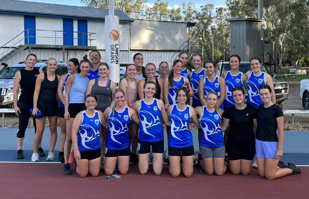 The remaining Corowa-Rutherglen netballers with smiles on their faces at training.
