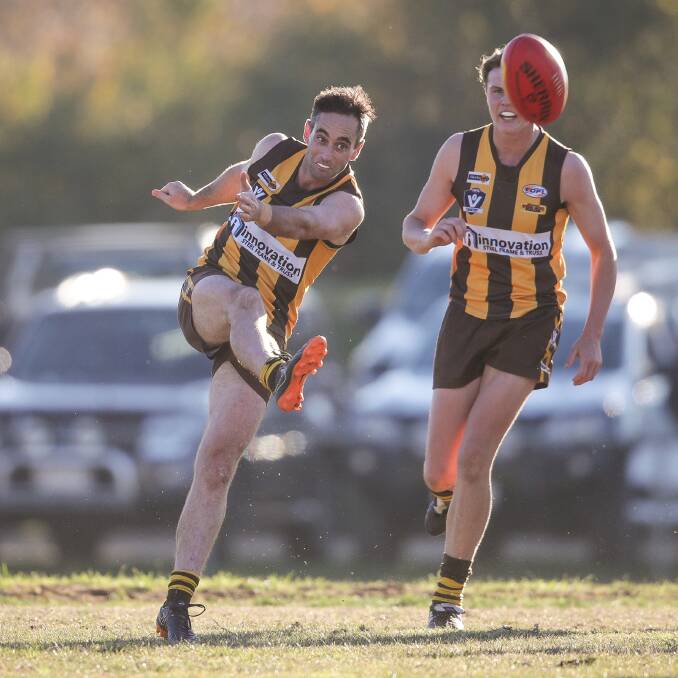 Jake Hicks booted three goals for the Hawks against Dederang-Mount Beauty.